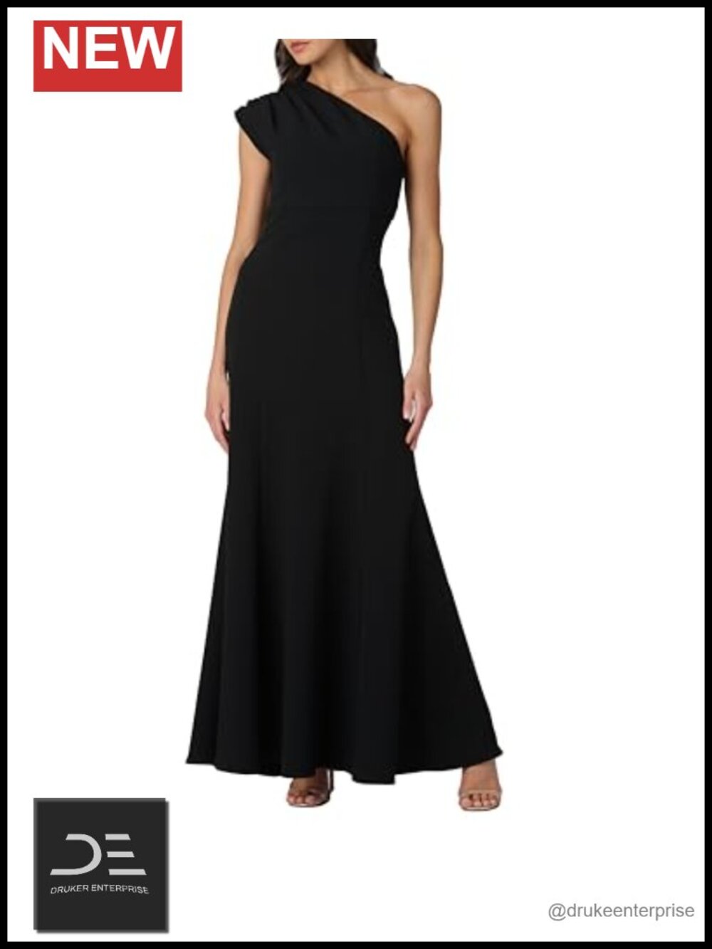 One Shoulder Fit Flare Maxi Dress